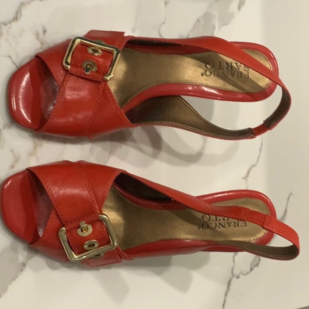 Franco Sarto Flight Red Calf wedge heels, 7.5M